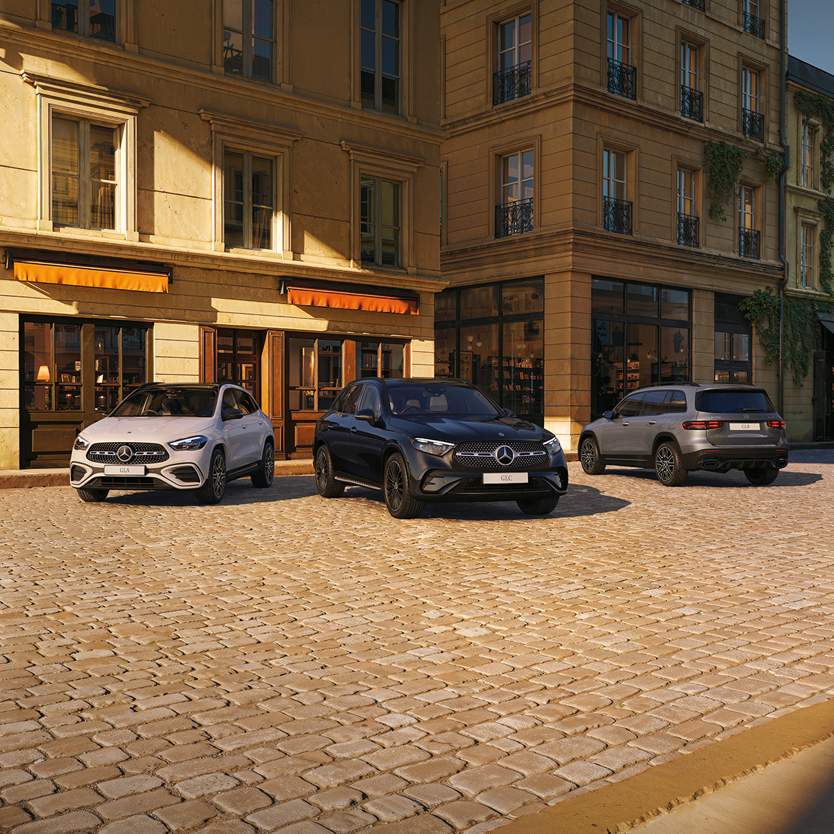 Mercedes-Benz SUVs A group of cars parked in front of a building