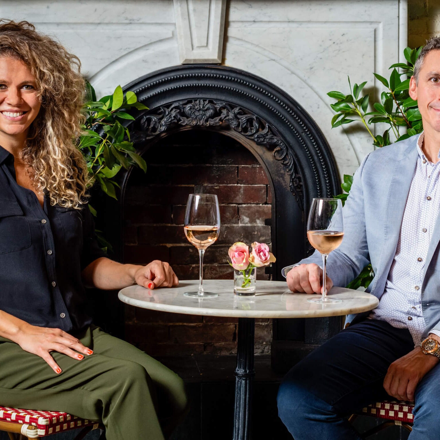 Two people at a table