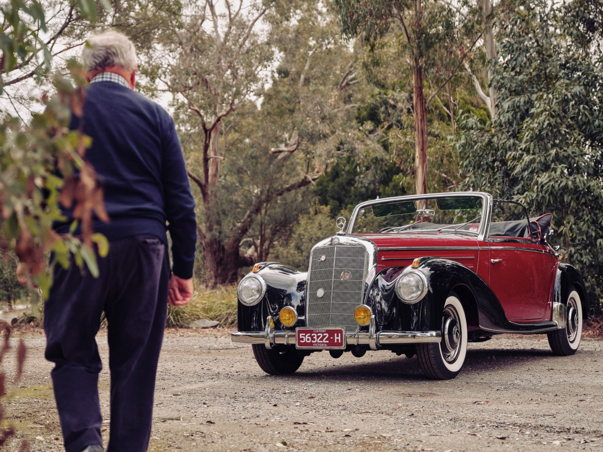 Murray Allen and his restored Mercedes-Benz 220A Cabriolet