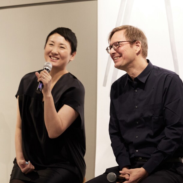 Kyoko Inoda and Nils Sveje on stage with Lauren Li