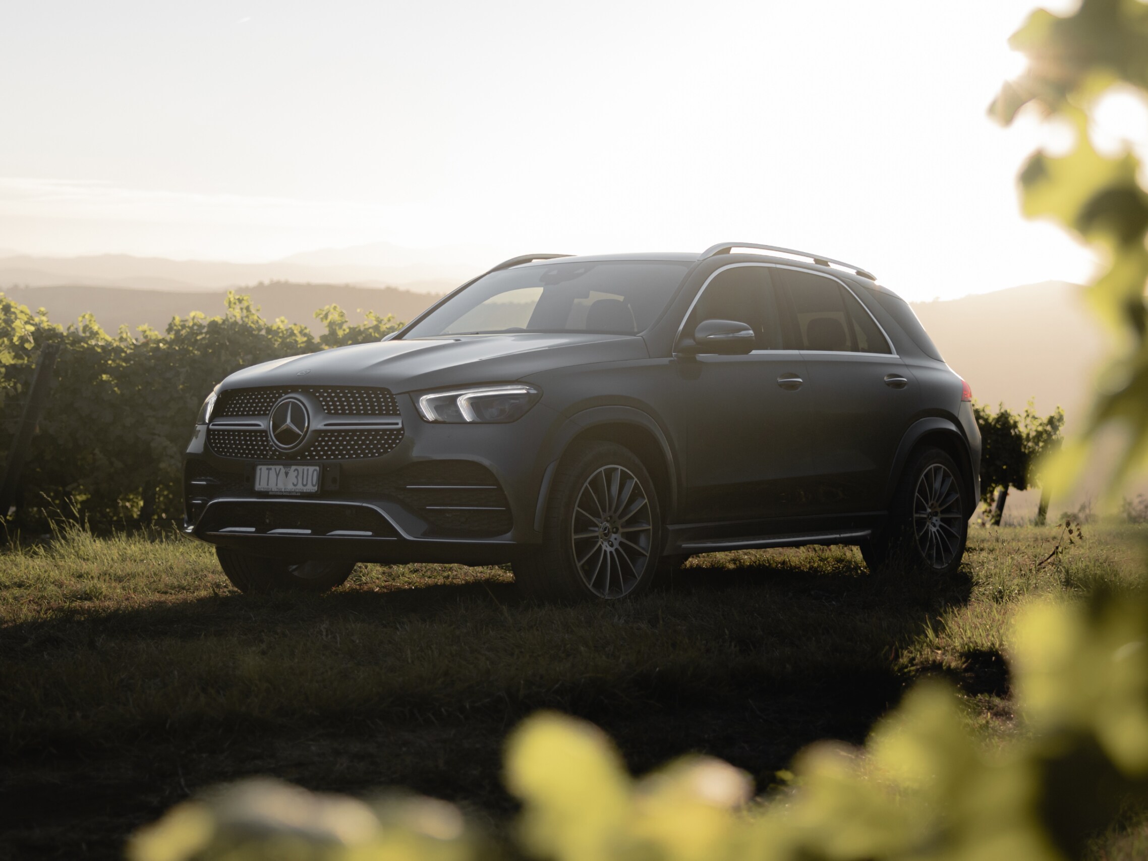 A Mercedes-Benz GLE parked on the grass. Image credit/photographer: Jr Ross