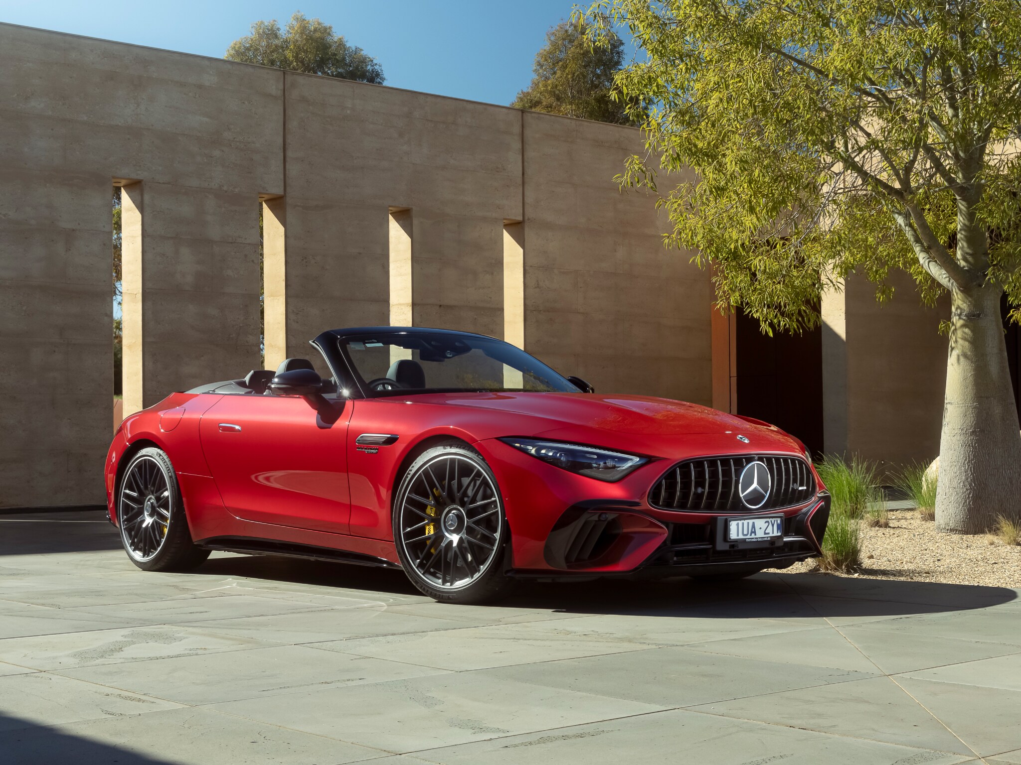 A red Mercedes-AMG SL 63 4MATIC+. Image credit/photographer: Alastair Brook