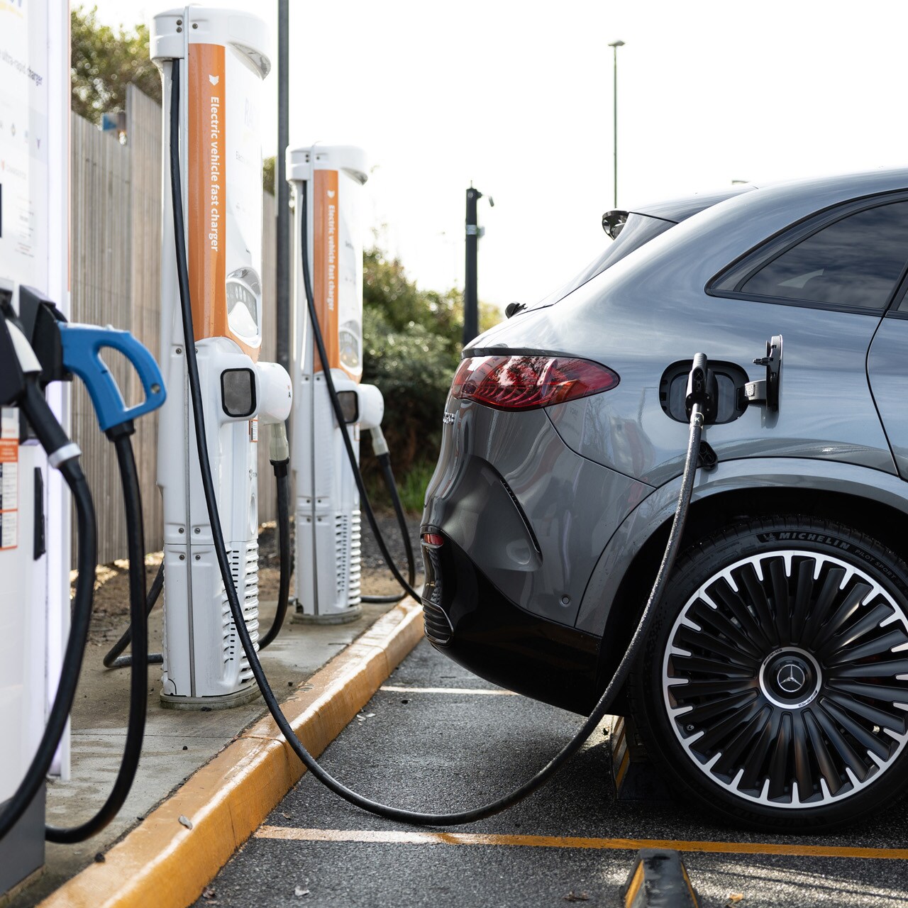 a Mercedes-Benz EQE SUV being charged