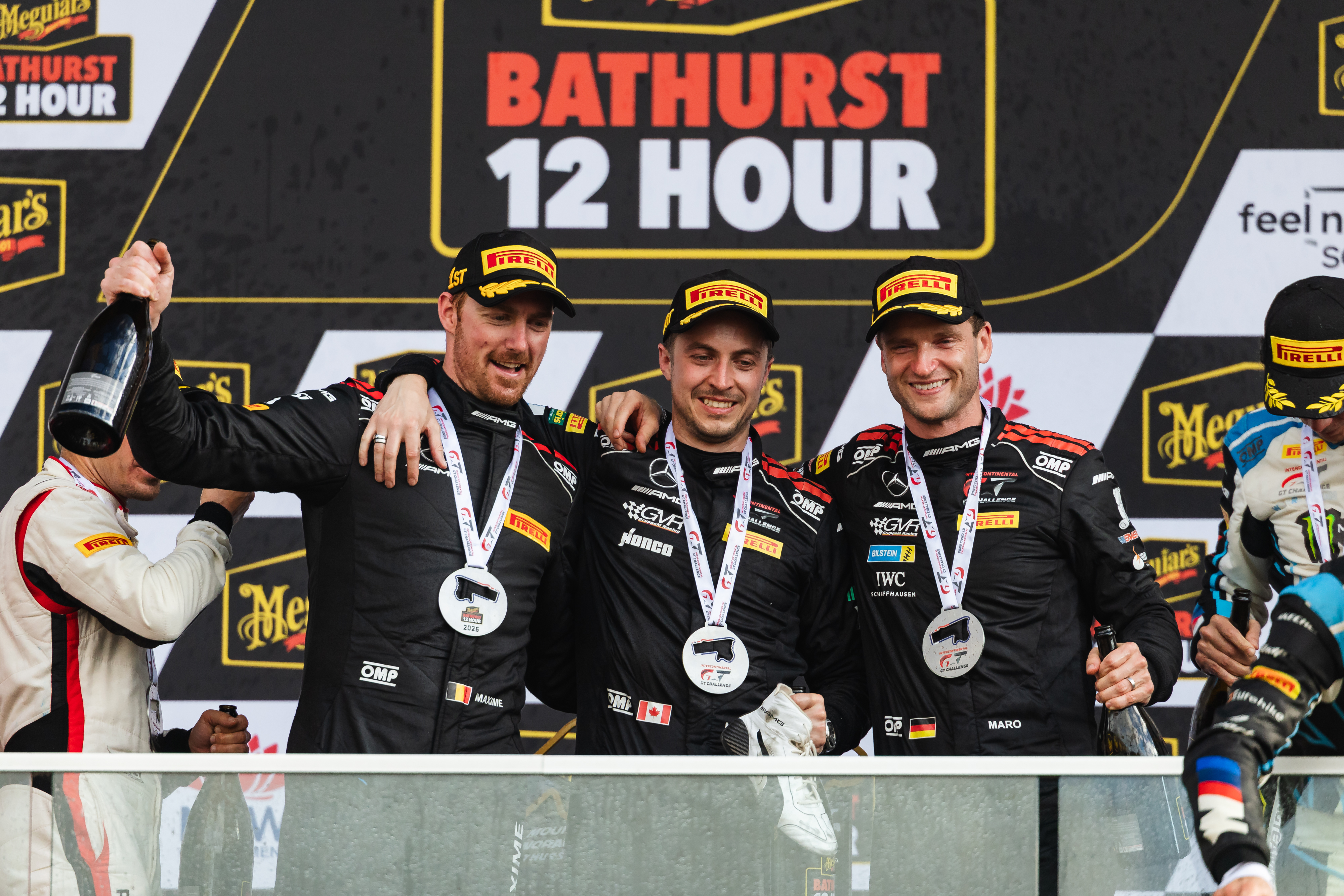 Mercedes-AMG Team GMR Mercedes-AMG Team GMR celebrating their win at the 2026 Bathurst 12 Hour race