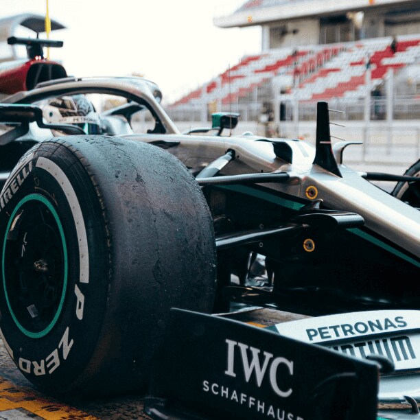 A race car waiting to start on the track