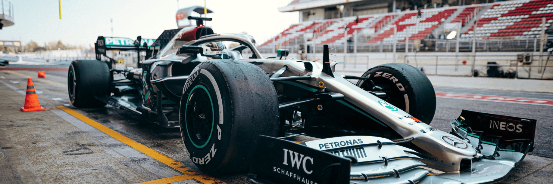 Valtteri Bottas during pre-season testing A race car waiting to start on the track