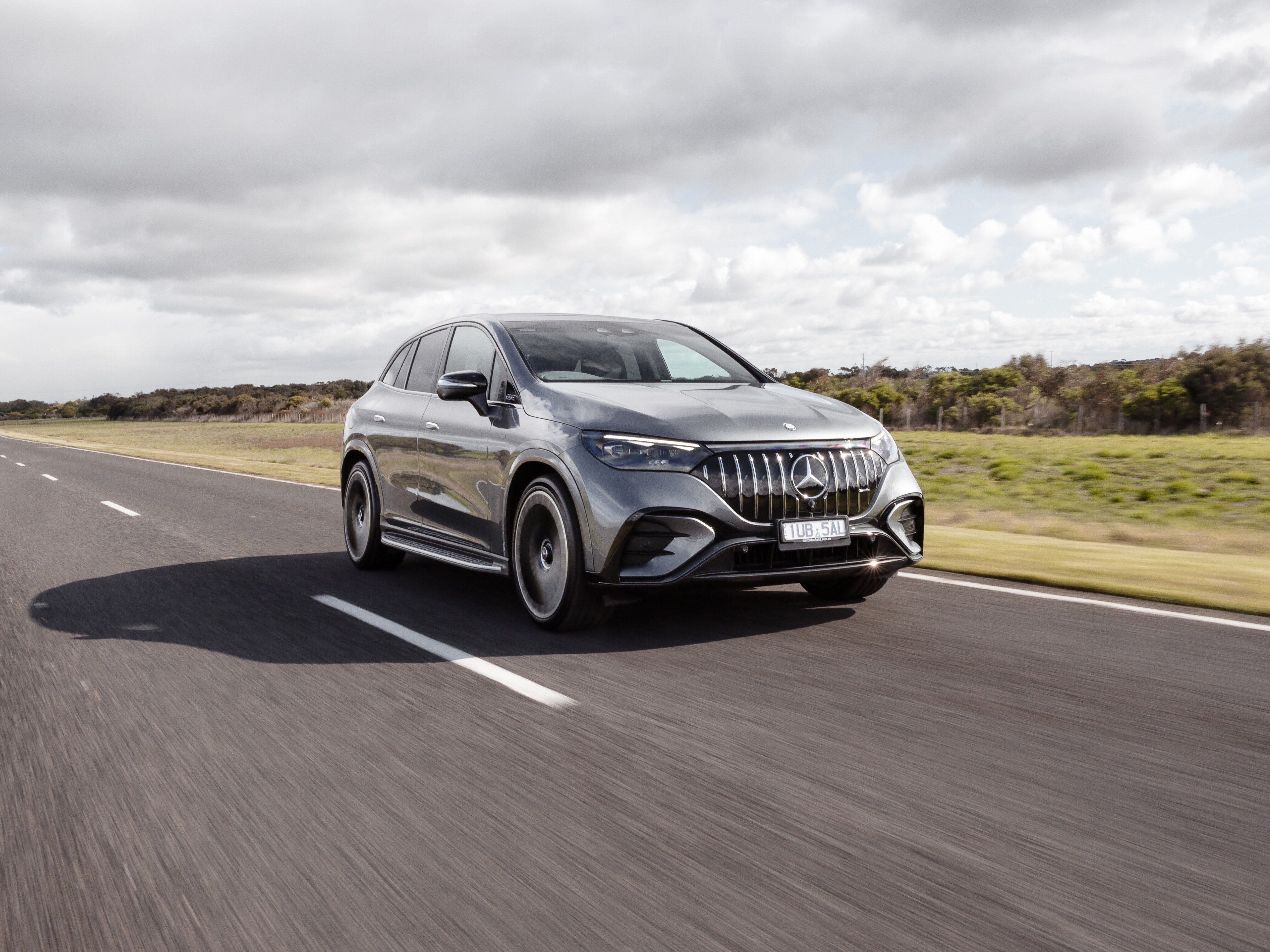 Mercedes-AMG EQE 53 SUV driving on a road