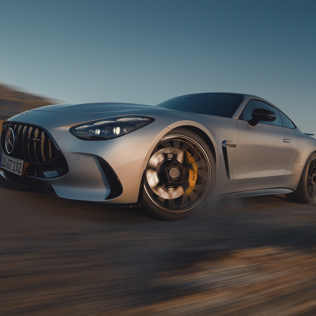 The Mercedes-AMG GT 63 Coupé driving on a dirt road. Image credit/photographer: Jr Ross