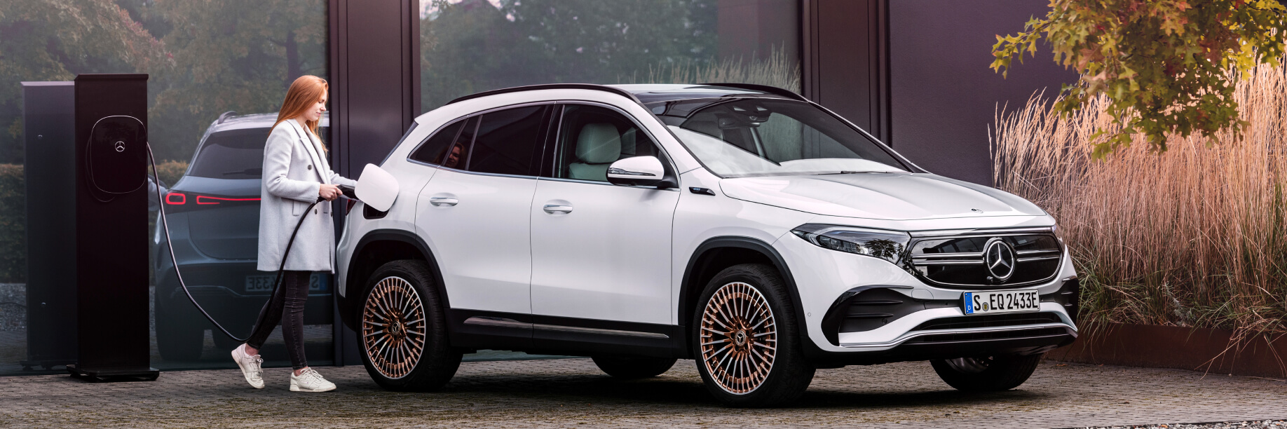 EV range 3 Mercedes-Benz EQA connected to a charging cable