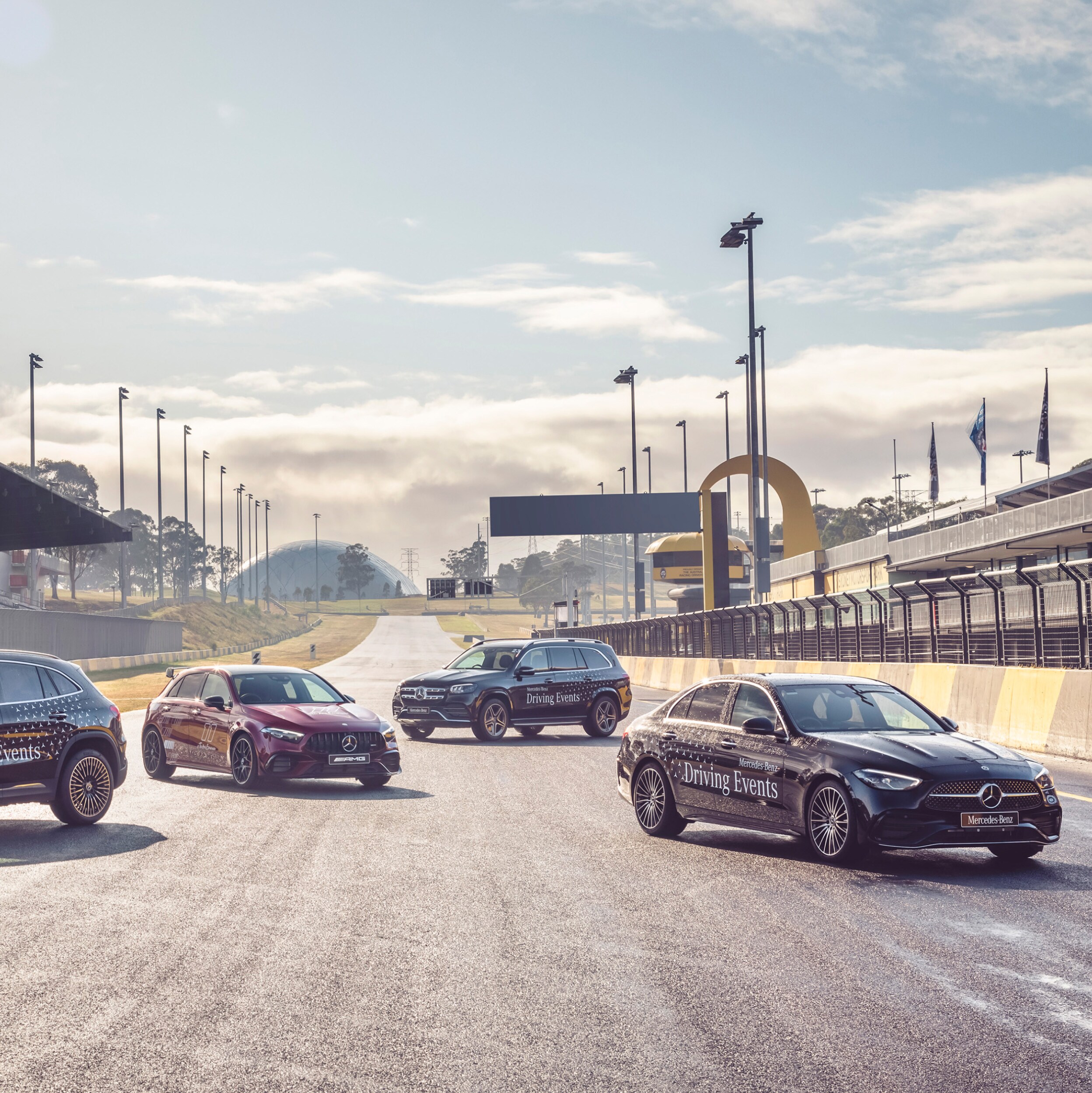 A Mercedes-Benz and Mercedes-AMG vehicle parked on a track. Image credit/photographer: Thomas Wielecki