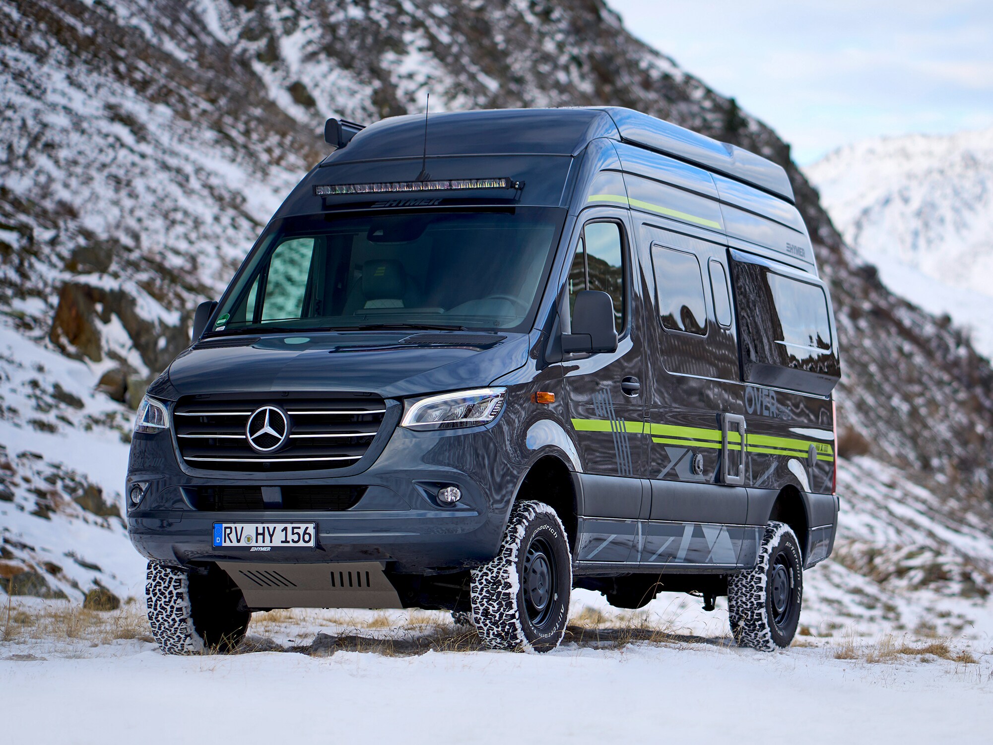 Sprinter van in the snow.