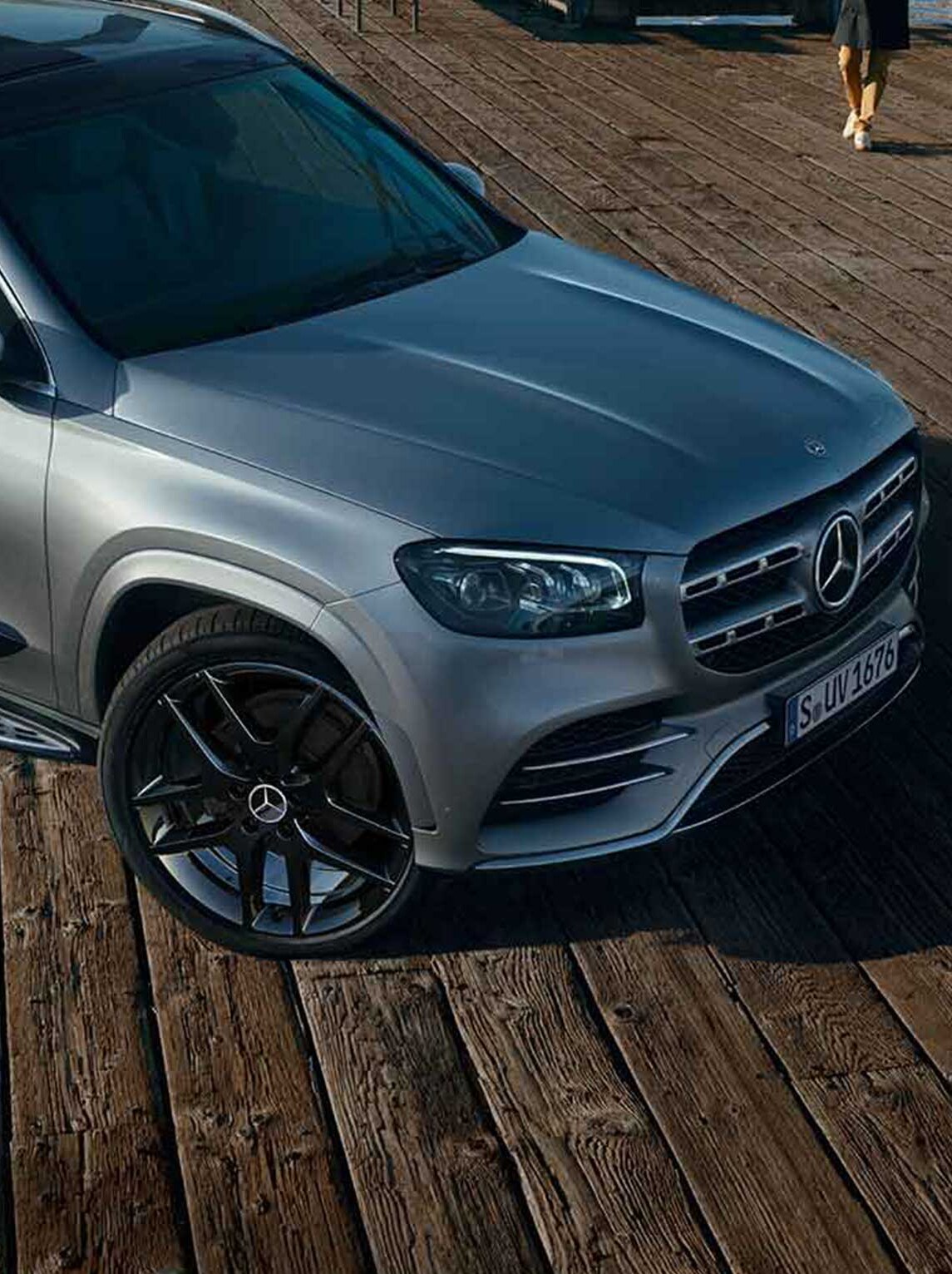 The image shows a silver Mercedes-Benz.