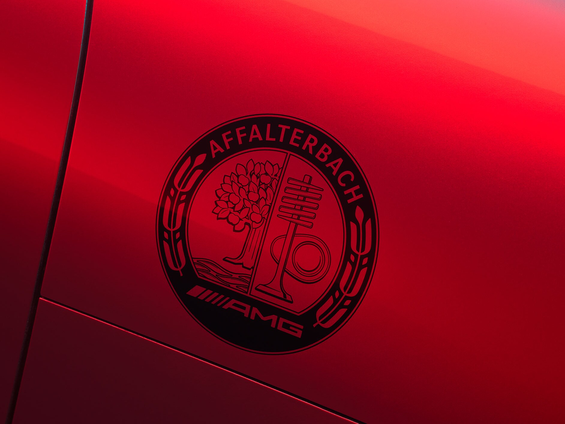 The AMG crest on a Mercedes-AMG model.