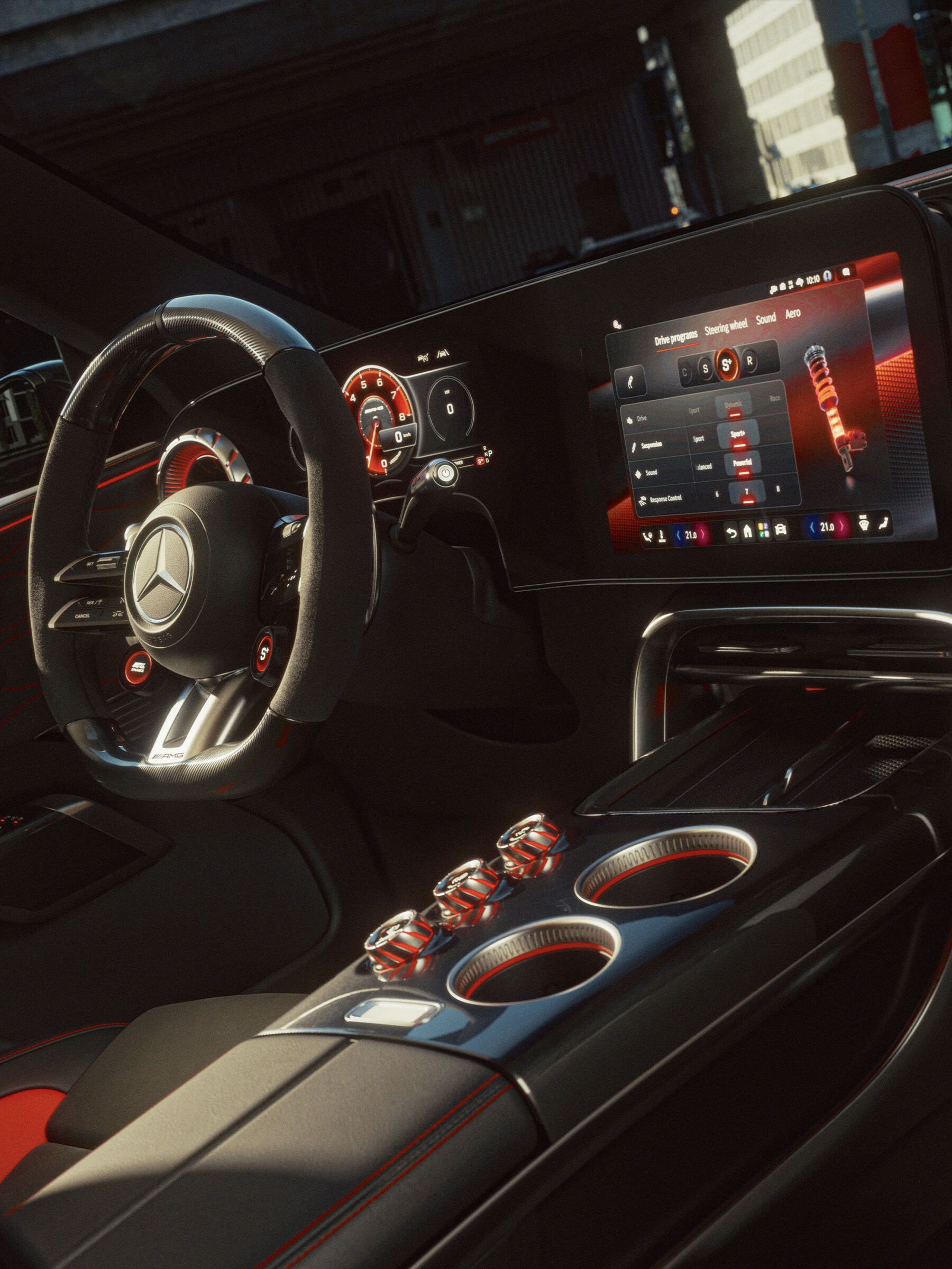 Driver-oriented cockpit.