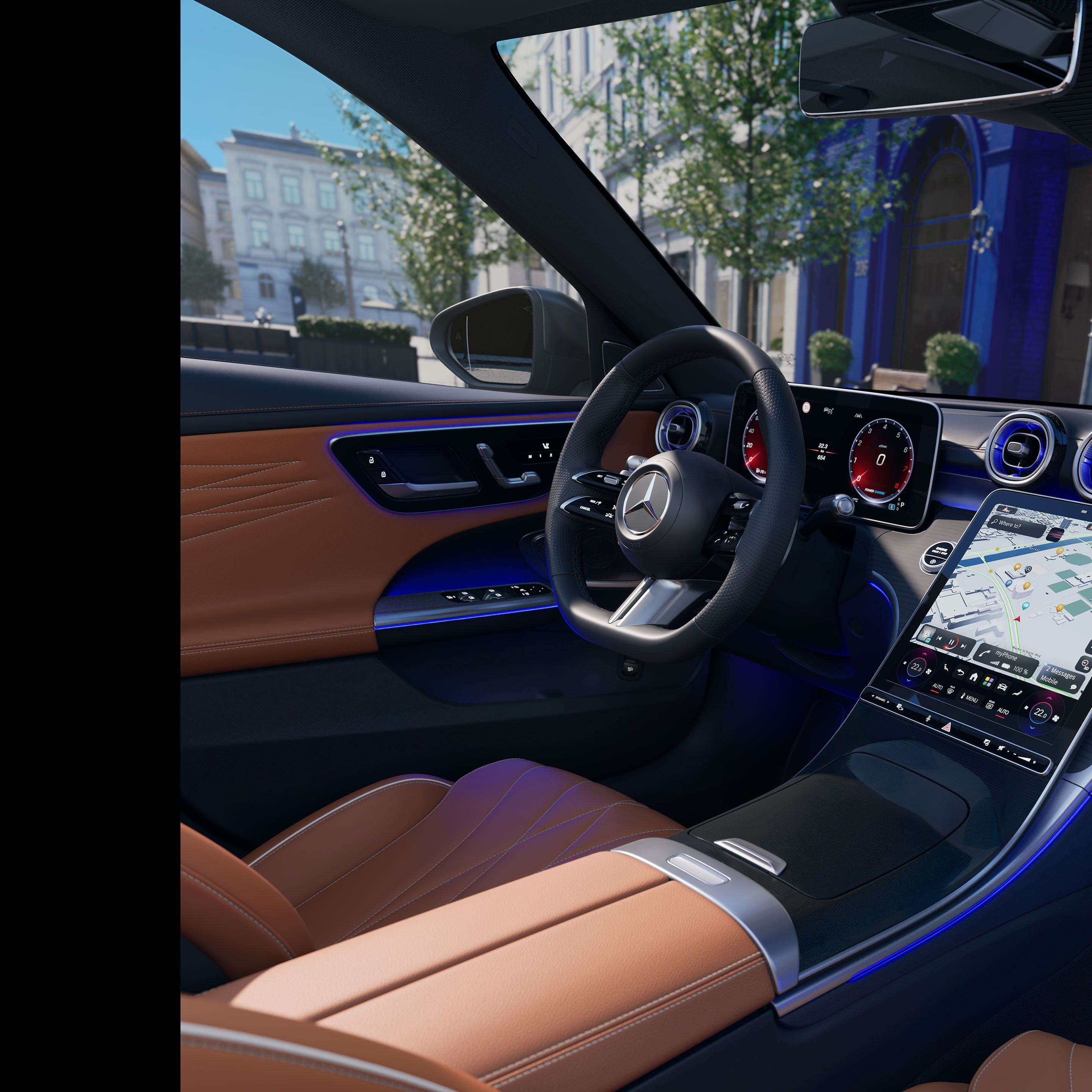 The interior of the new C-Class Saloon from Mercedes-Benz.