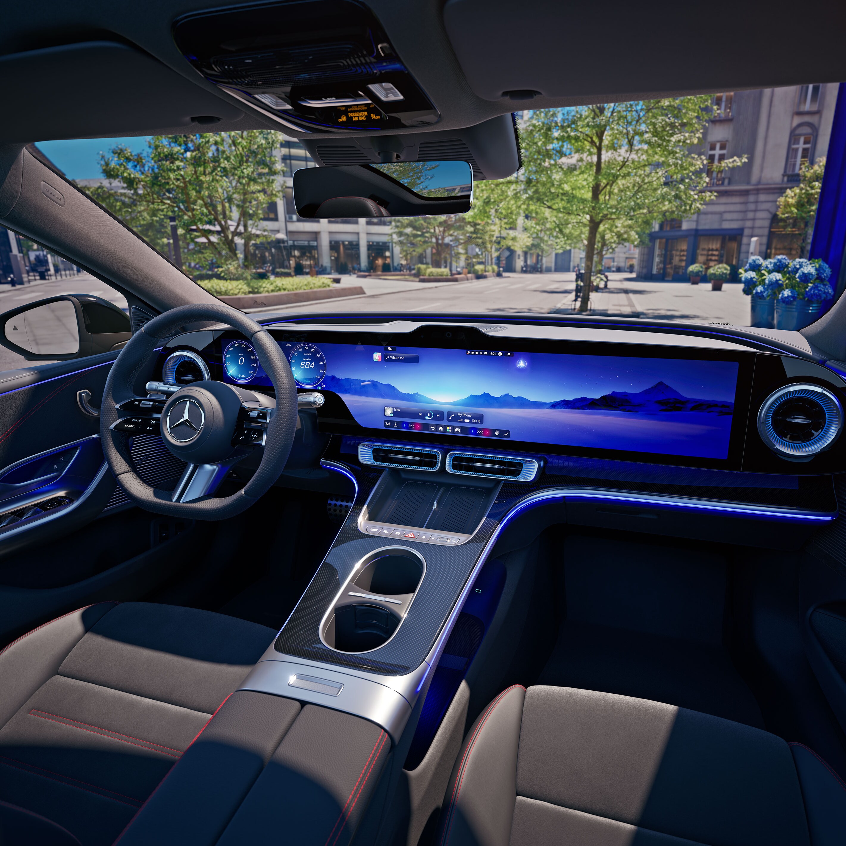 The interior of the new C-Class from Mercedes-Benz.