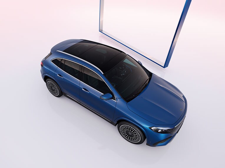 A rear view of the Mercedes-Benz EQA from the side.