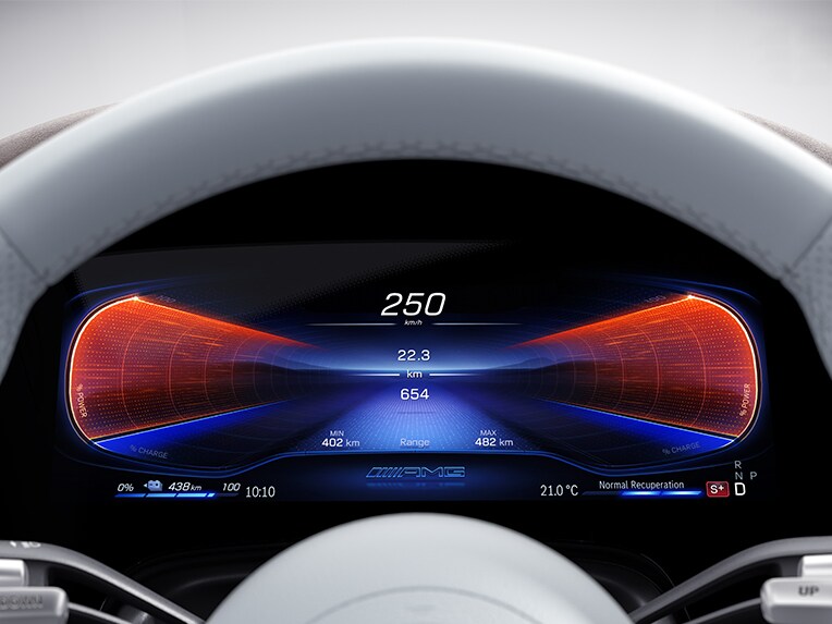 AMG DYNAMIC PLUS Package functions in the cockpit of the Mercedes-AMG 53 4MATIC+.