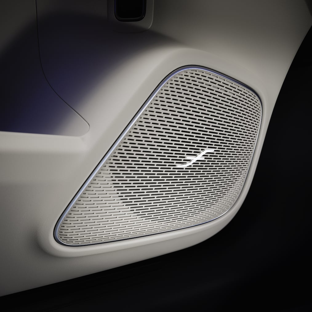 A Burmester® surround sound system speaker in the Mercedes-Benz GLA.