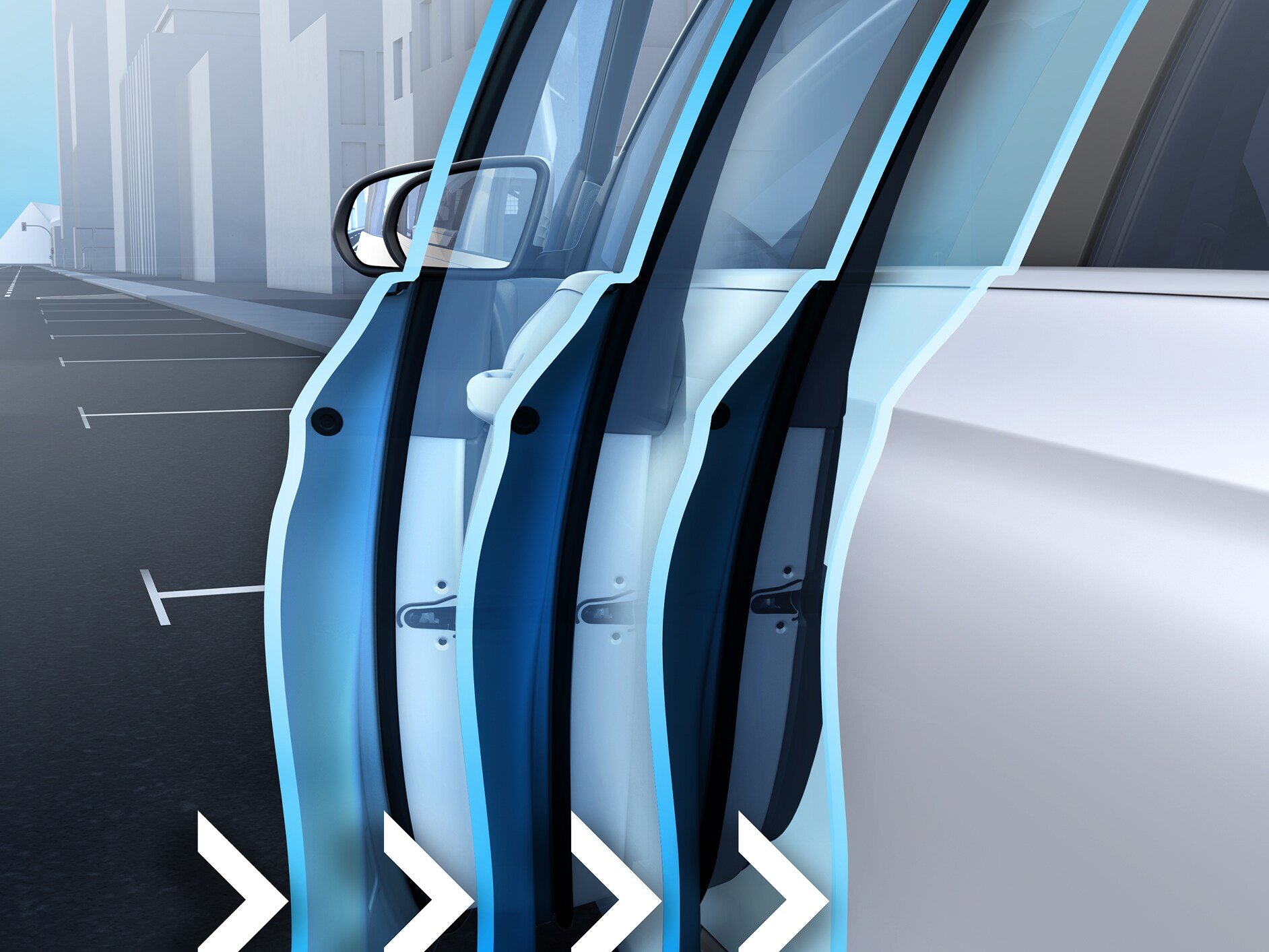 Illustration of the power closing function of the new GLS from Mercedes-Benz.