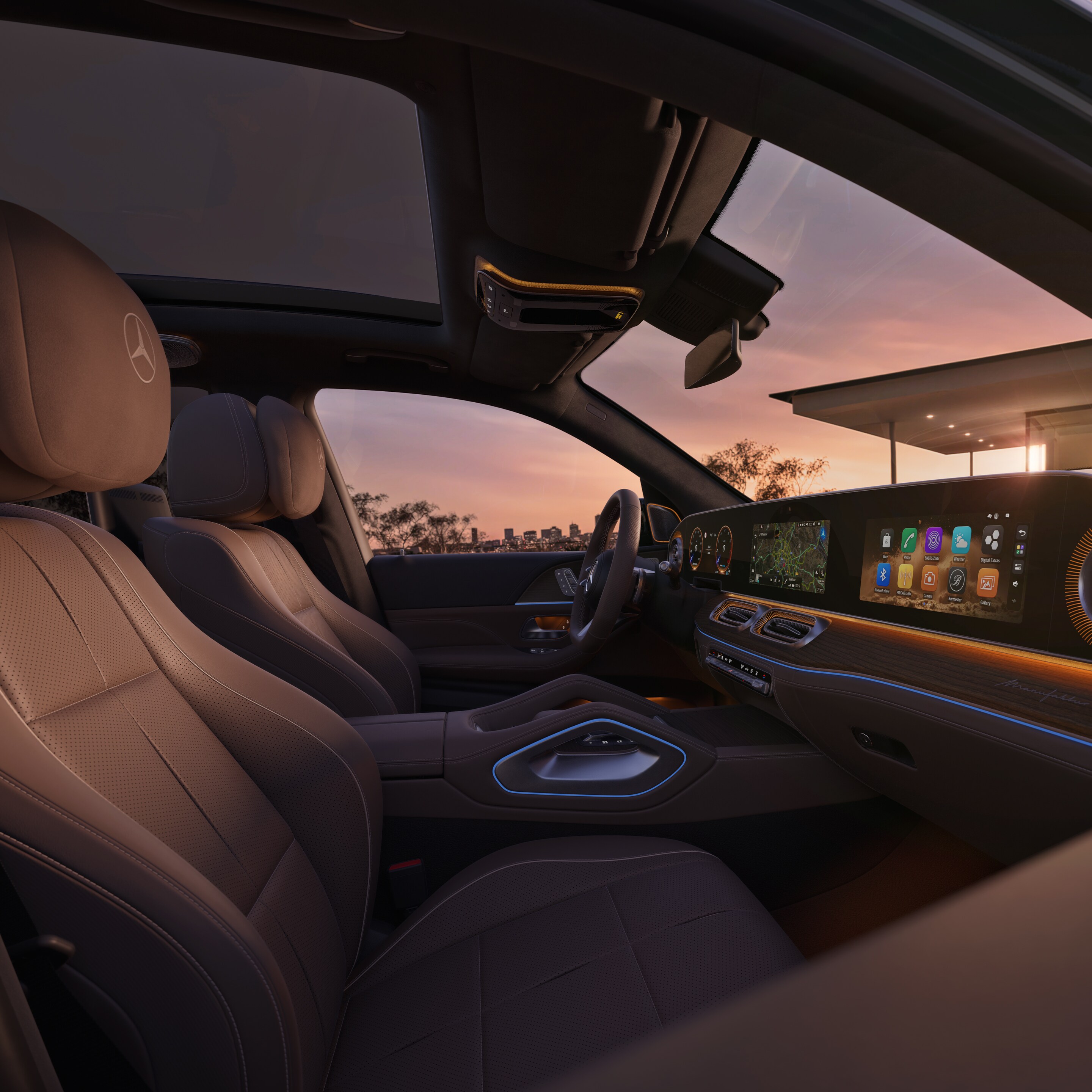 The interior of the new GLS from Mercedes-Benz.