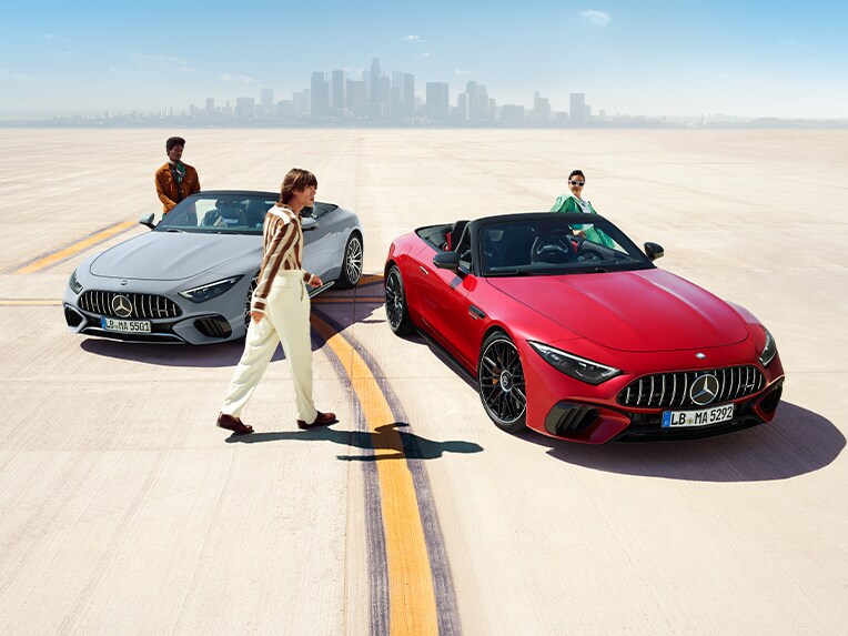 Front view of two Mercedes-AMG SL Roadsters.