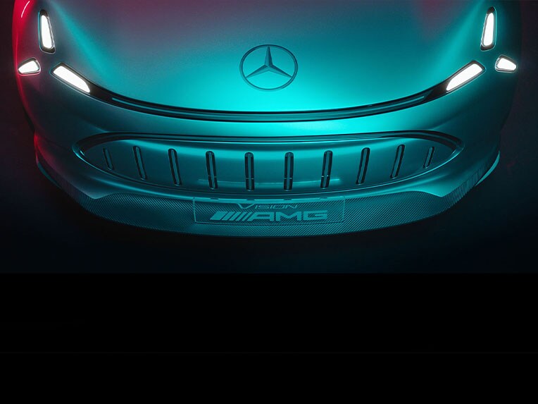A detailed view of an Mercedes-AMG logo.