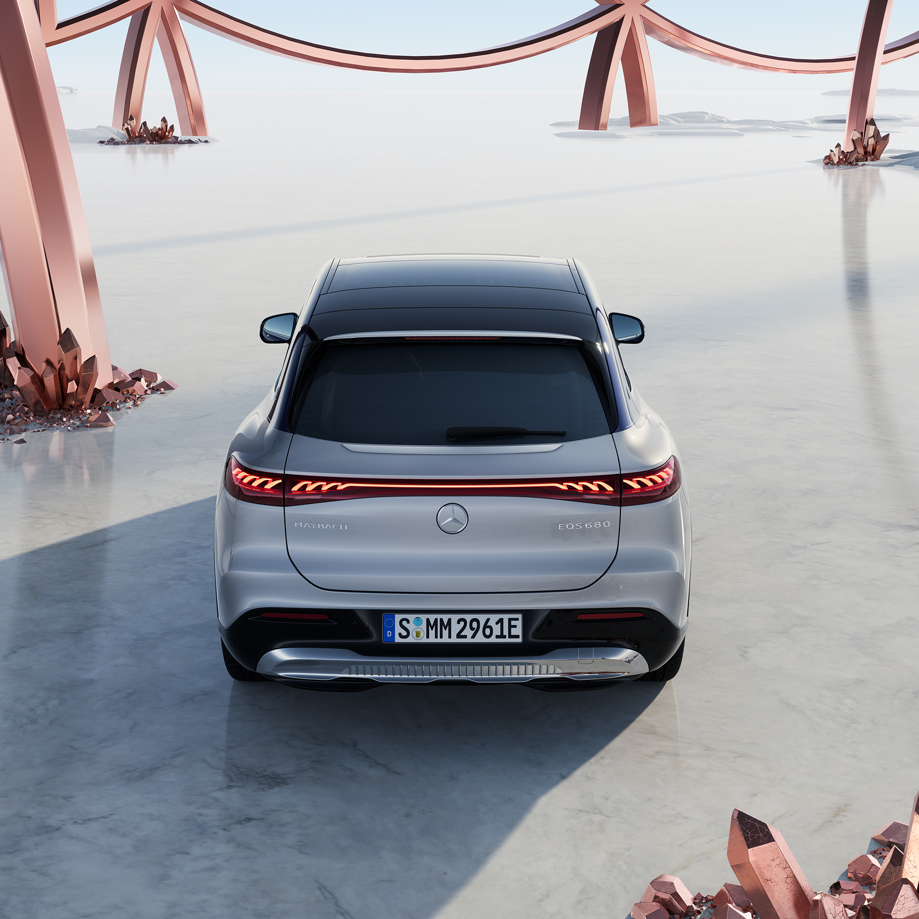 Insurance | EQS SUV | Mercedes-Benz Financial Services Rear view of the Mercedes-Maybach EQS SUV.