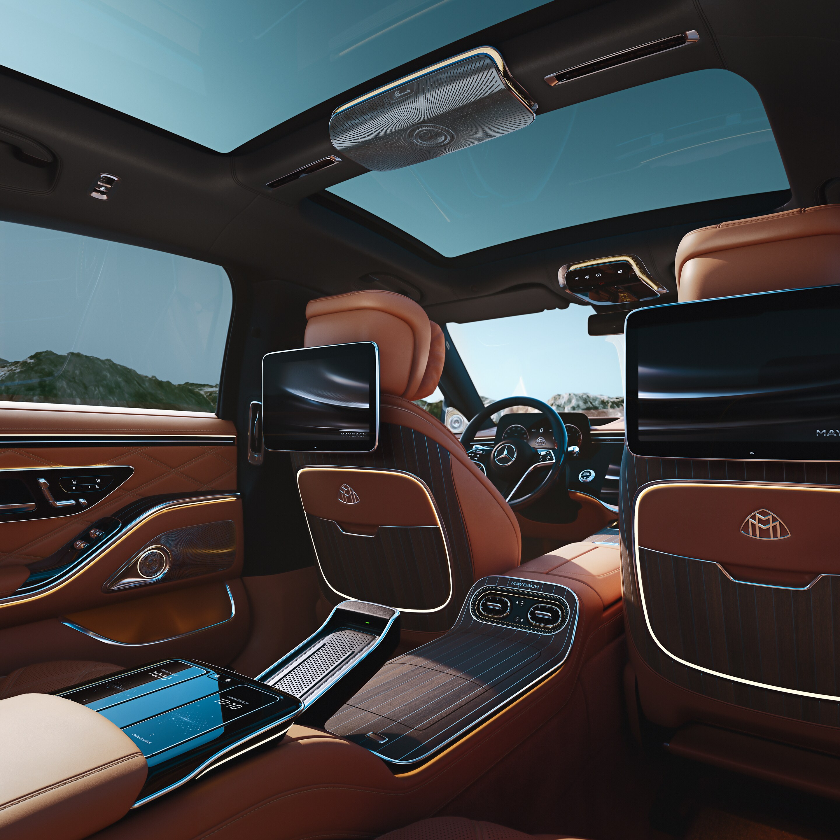 The interior of the Mercedes-Maybach S-Class.