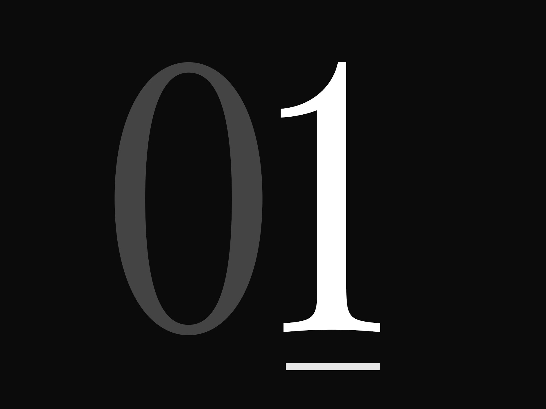 A big number "01".