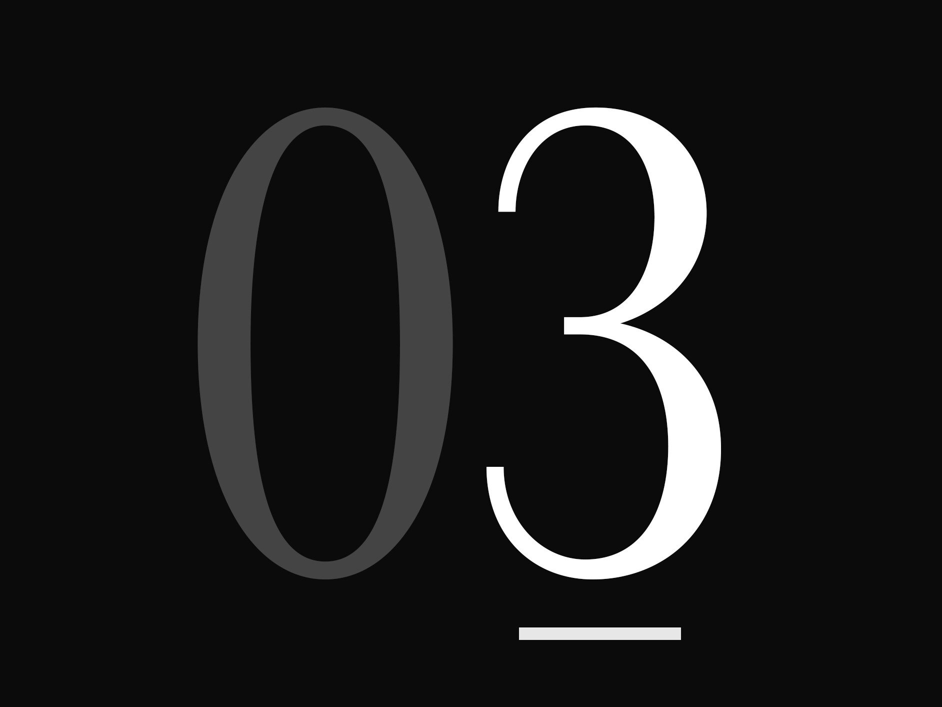 A big number "03".