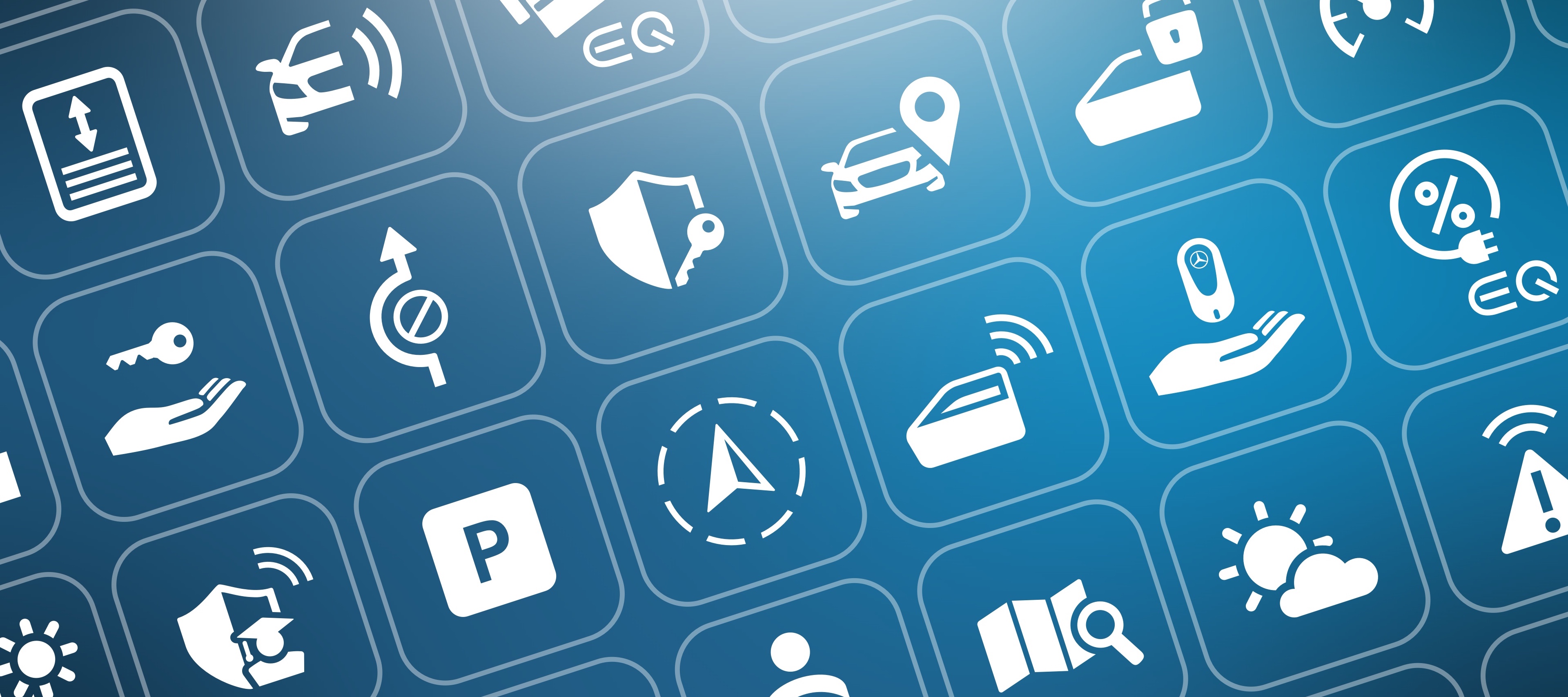 The icons of the various Mercedes-Benz Digital Extras can be seen. The icons of the various Mercedes-Benz Digital Extras can be seen.