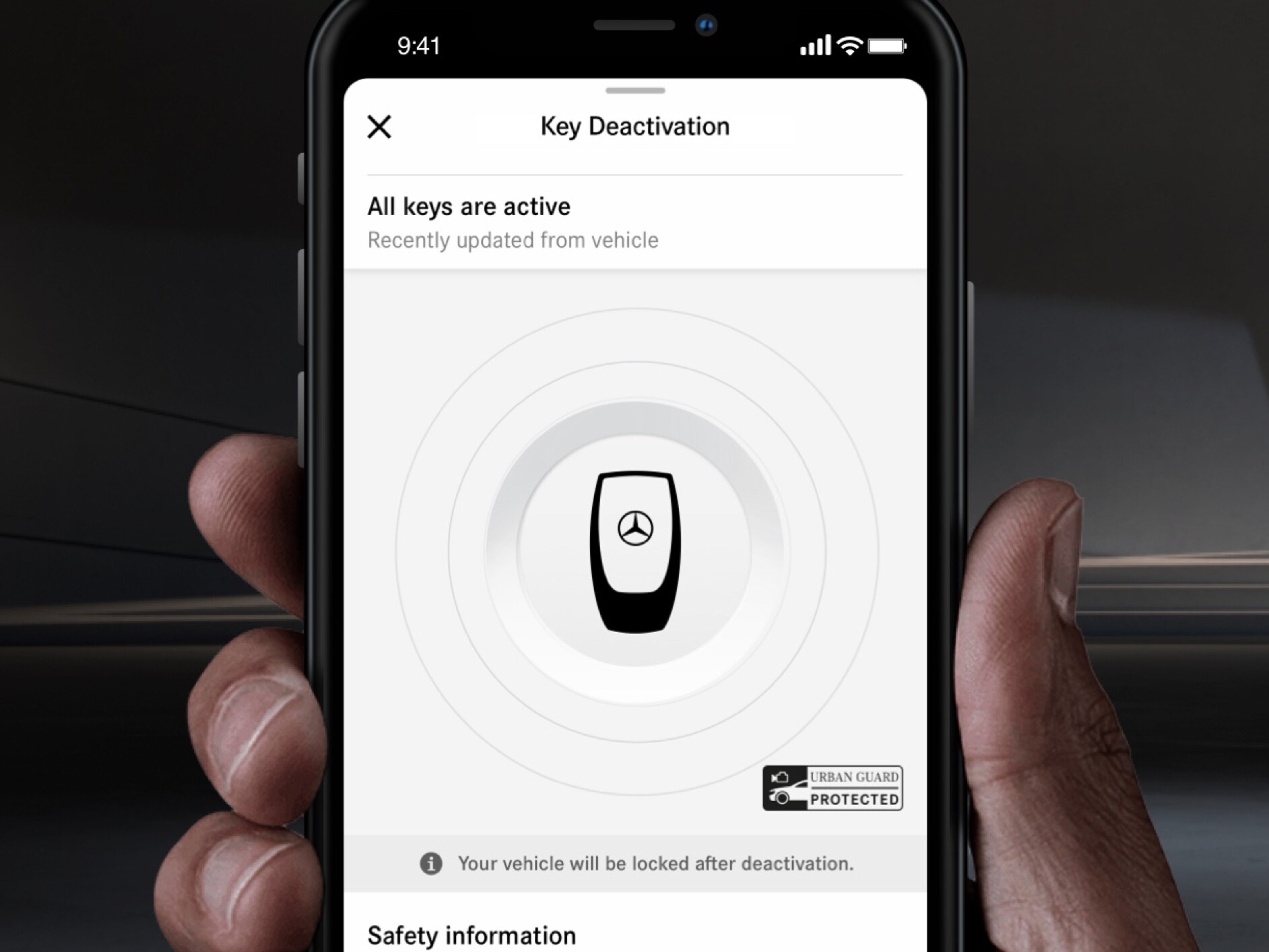 On a smartphone, the menu of the Key Deactivation Digital Extra is displayed.