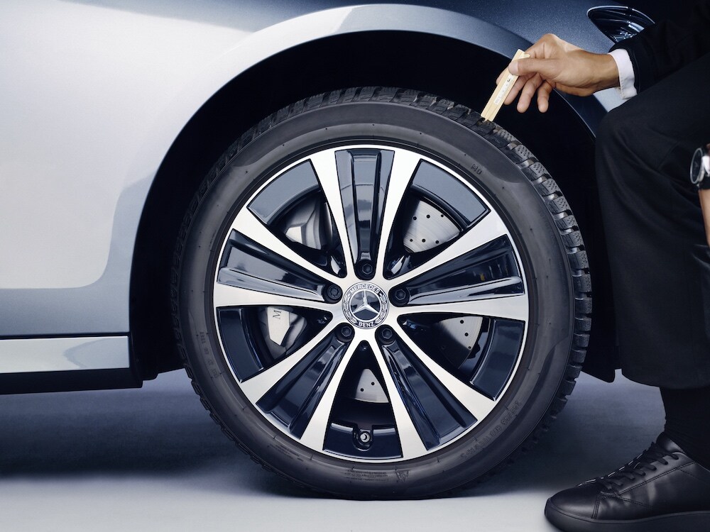A Mercedes-Benz technician performs a seasonal inspection.