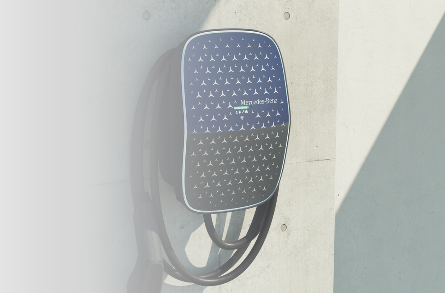 A Wallbox in the Mercedes-Benz EQ design A Wallbox from Mercedes-Benz in EQ design for charging an electric car