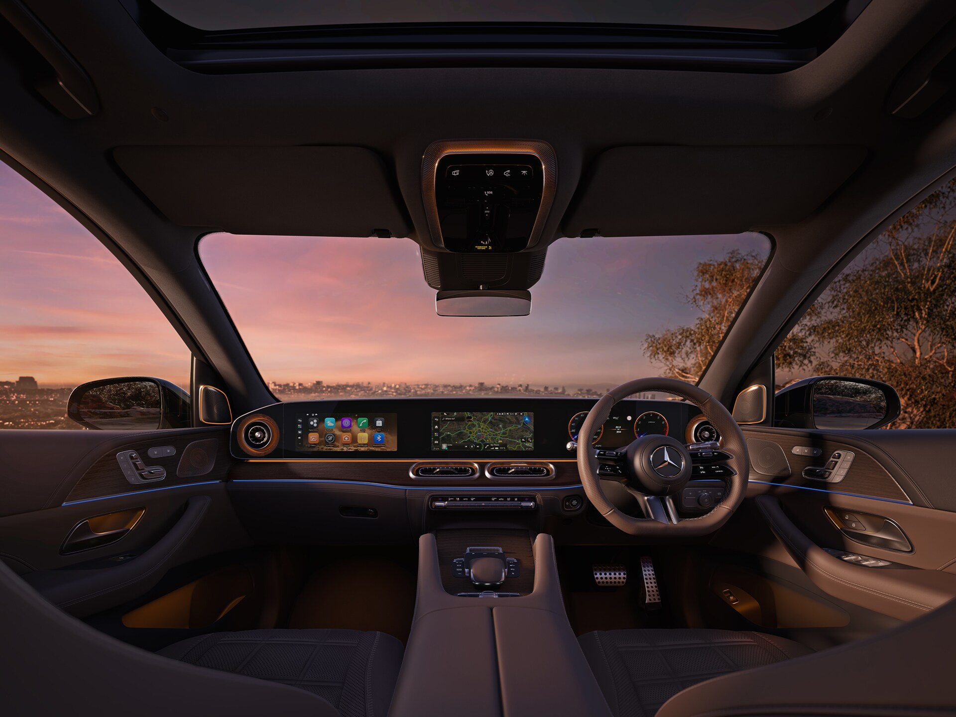 Interior of Mercedes-Benz GLS SUV.