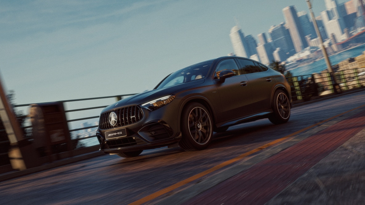 The sporty coupé design of the new Mercedes-AMG GLC.