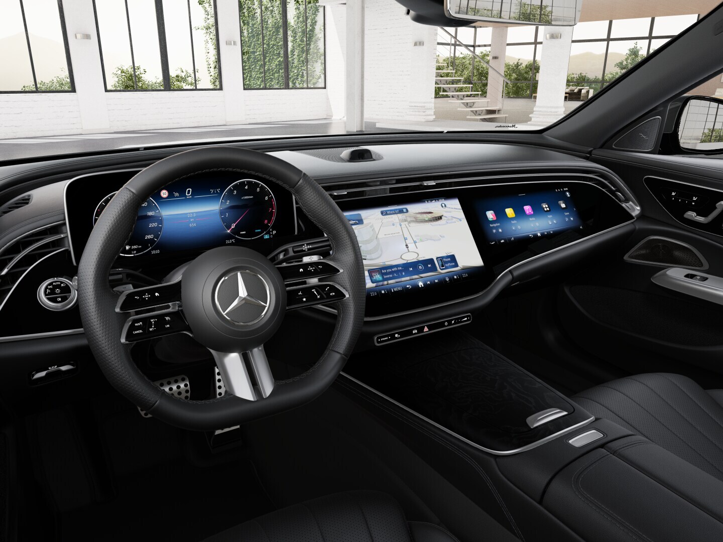 The interior of the new E-Class Saloon from Mercedes-Benz with the AMG Line.