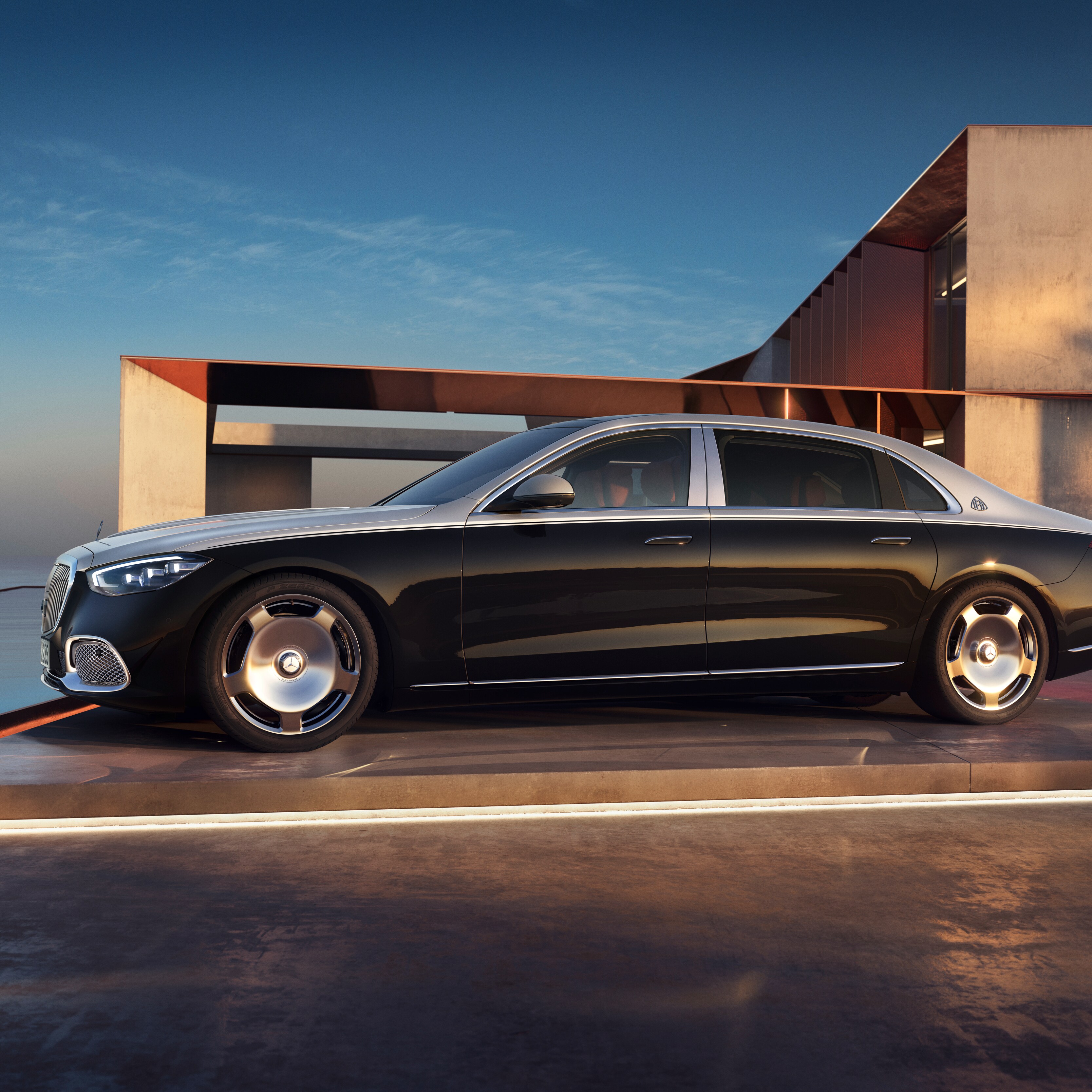 A side view of the Mercedes-Maybach S-Class.