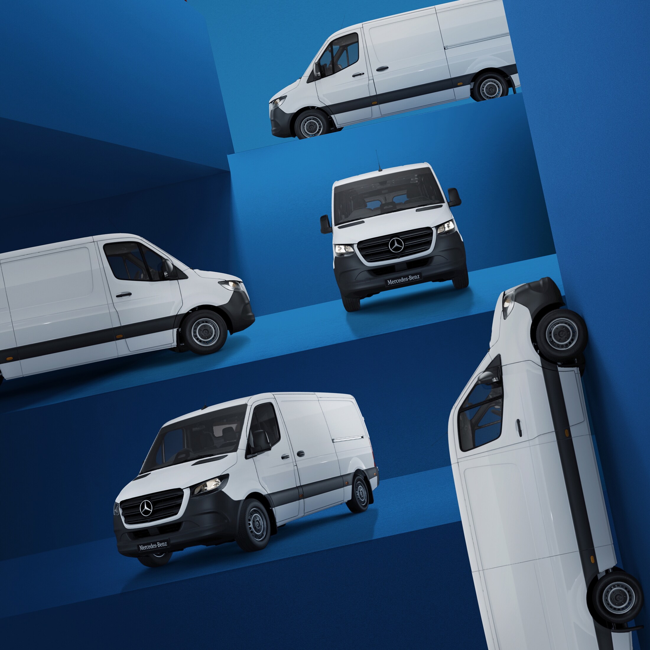 Various Mercedes-Benz Sprinter 311s against a dark blue backdrop