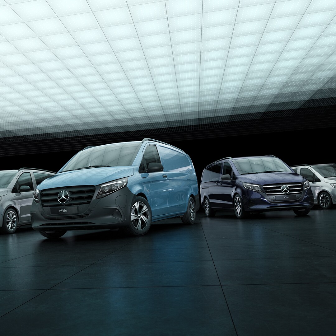 Various Mercedes-Benz Sprinter 311s against a dark blue backdrop