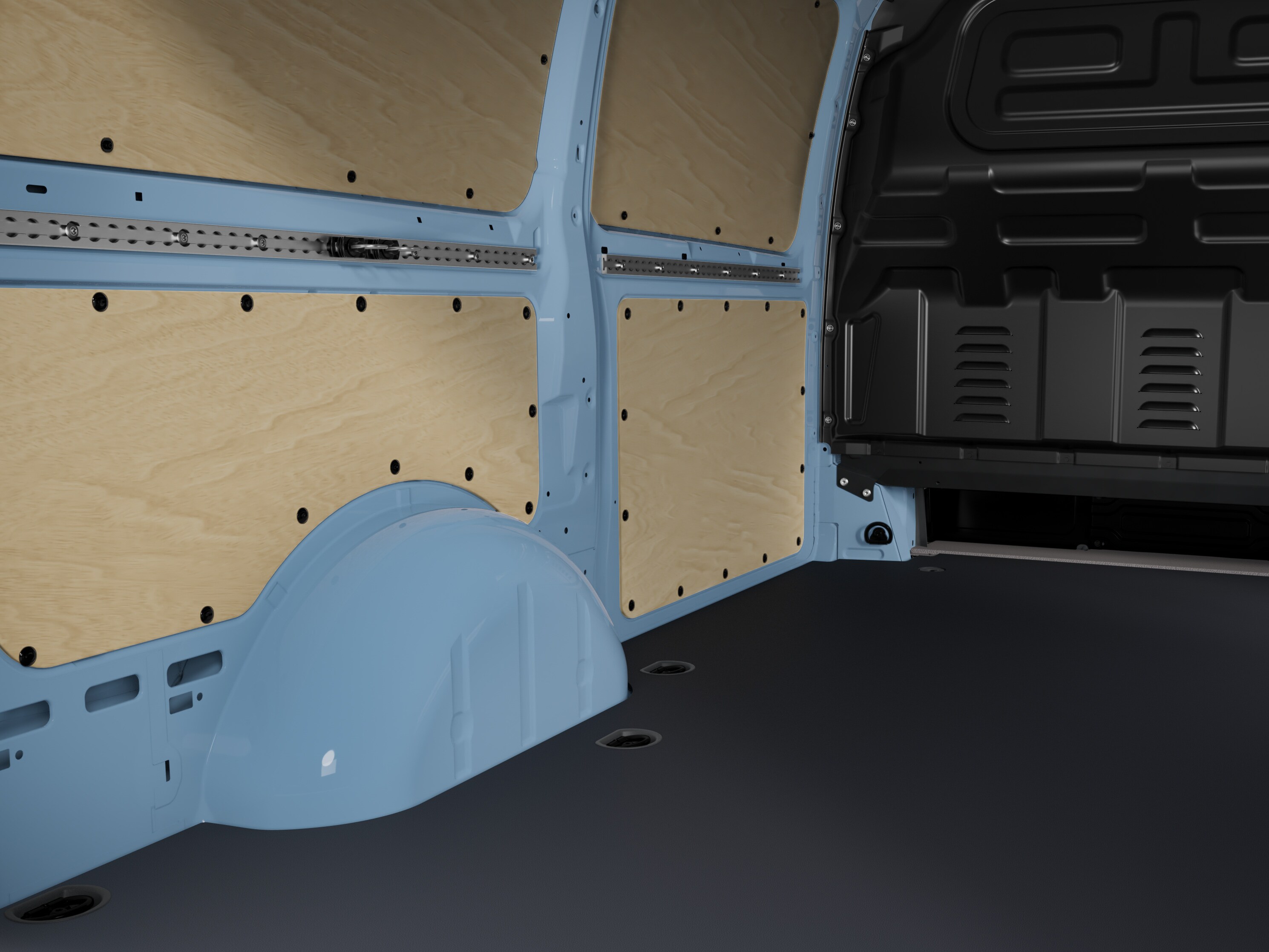 Thanks to the tie-down rails on the waistrail, half-height, bulky cargo can be fixed and therefore effectively secured against slipping or toppling over.